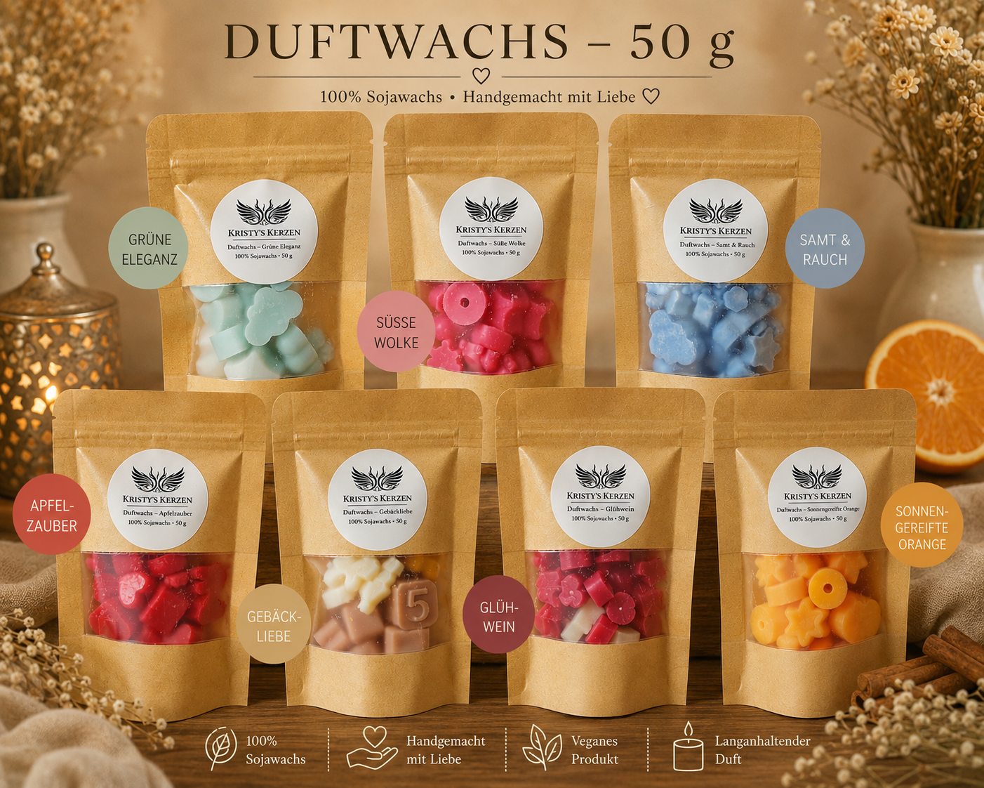 Duftwachs Geschenkset mit Keramik-Wachsbrenner