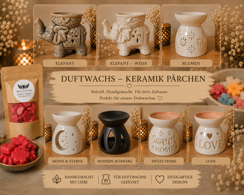 Duftwachs Geschenkset mit Keramik-Wachsbrenner