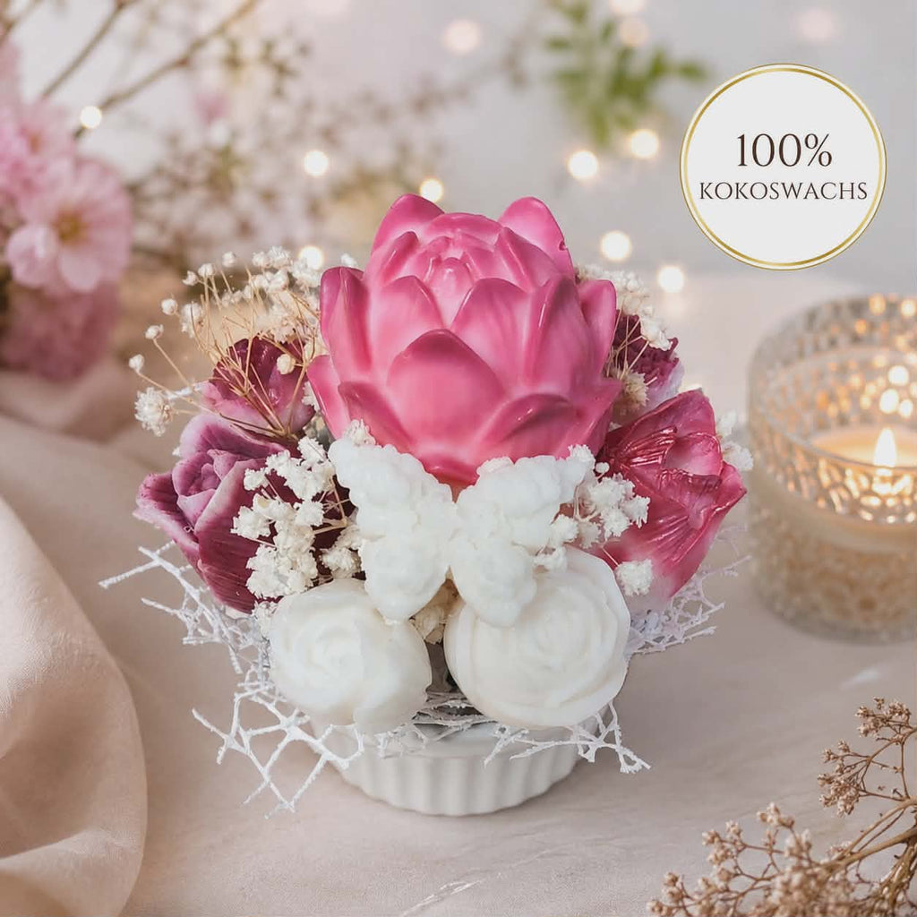 Blumenkerzen-Gesteck " Romance"