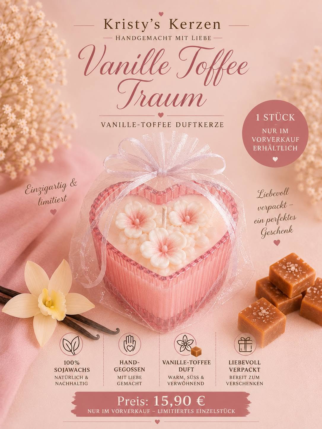 Vanille Toffee Traum – Duftkerze (100 g)