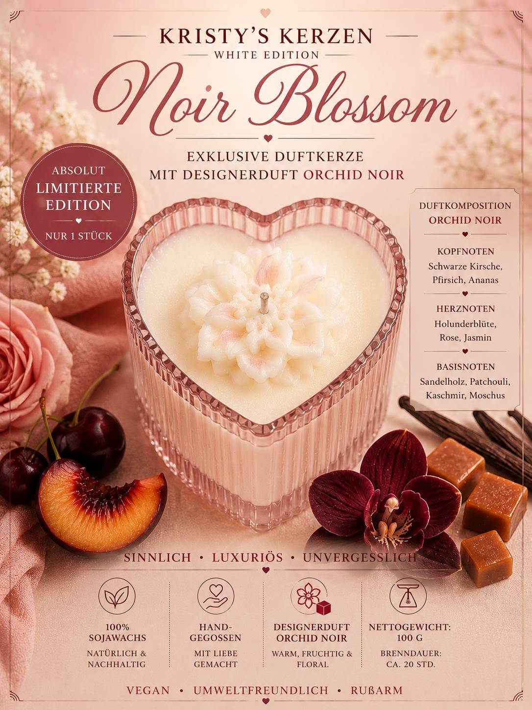 Noir Blossom – Exklusive Duftkerze (100 g)