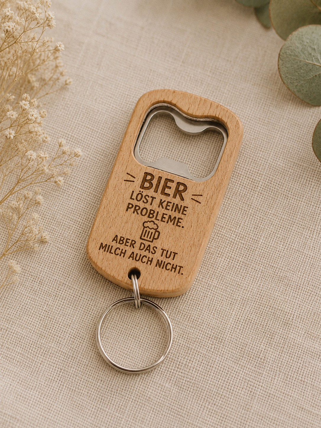 Personalisierter Schlüsselanhänger aus Holz mit Gravur