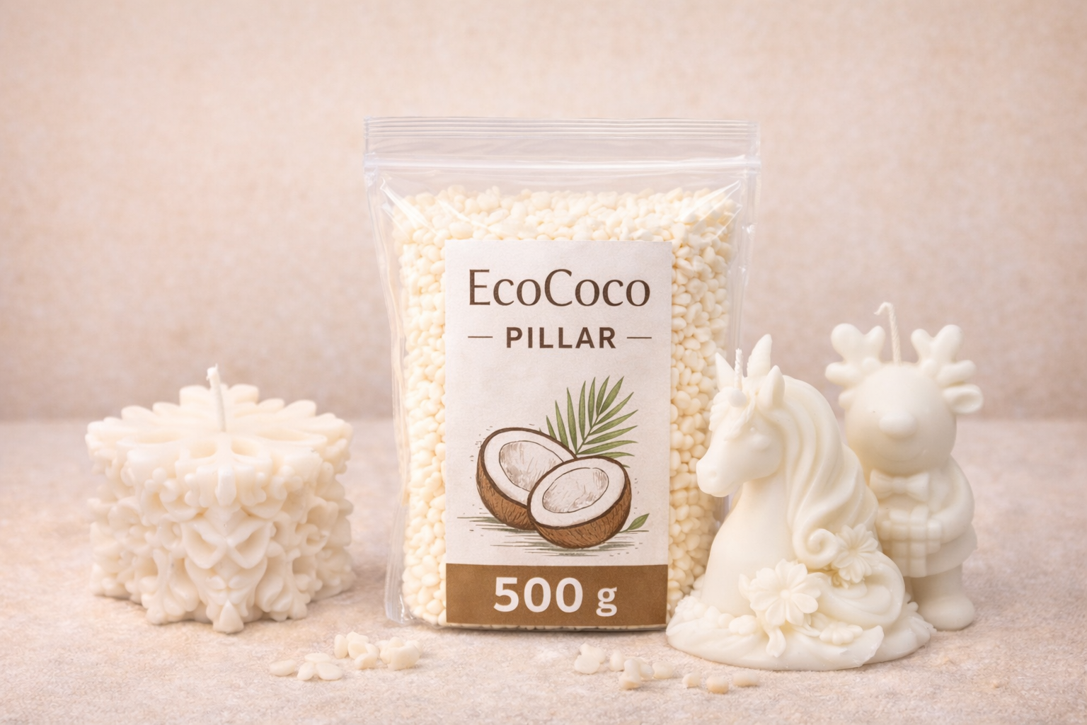 EcoCoco Pillar Kokoswachs – für Formkerzen