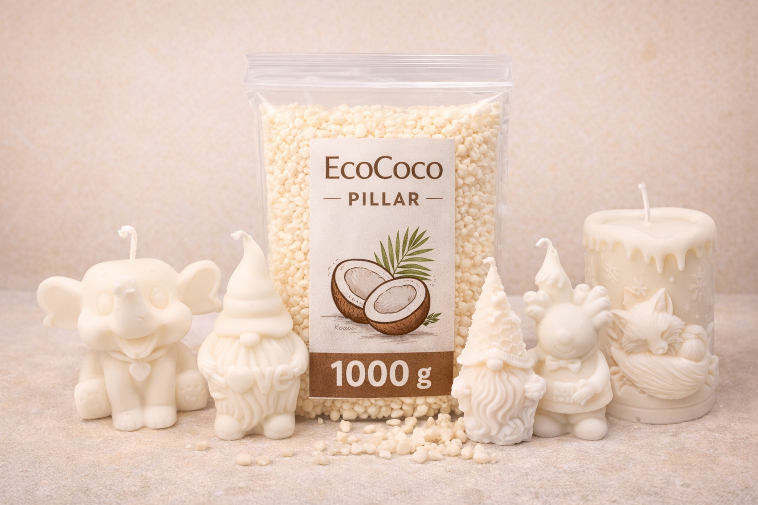 EcoCoco Pillar Kokoswachs – für Formkerzen