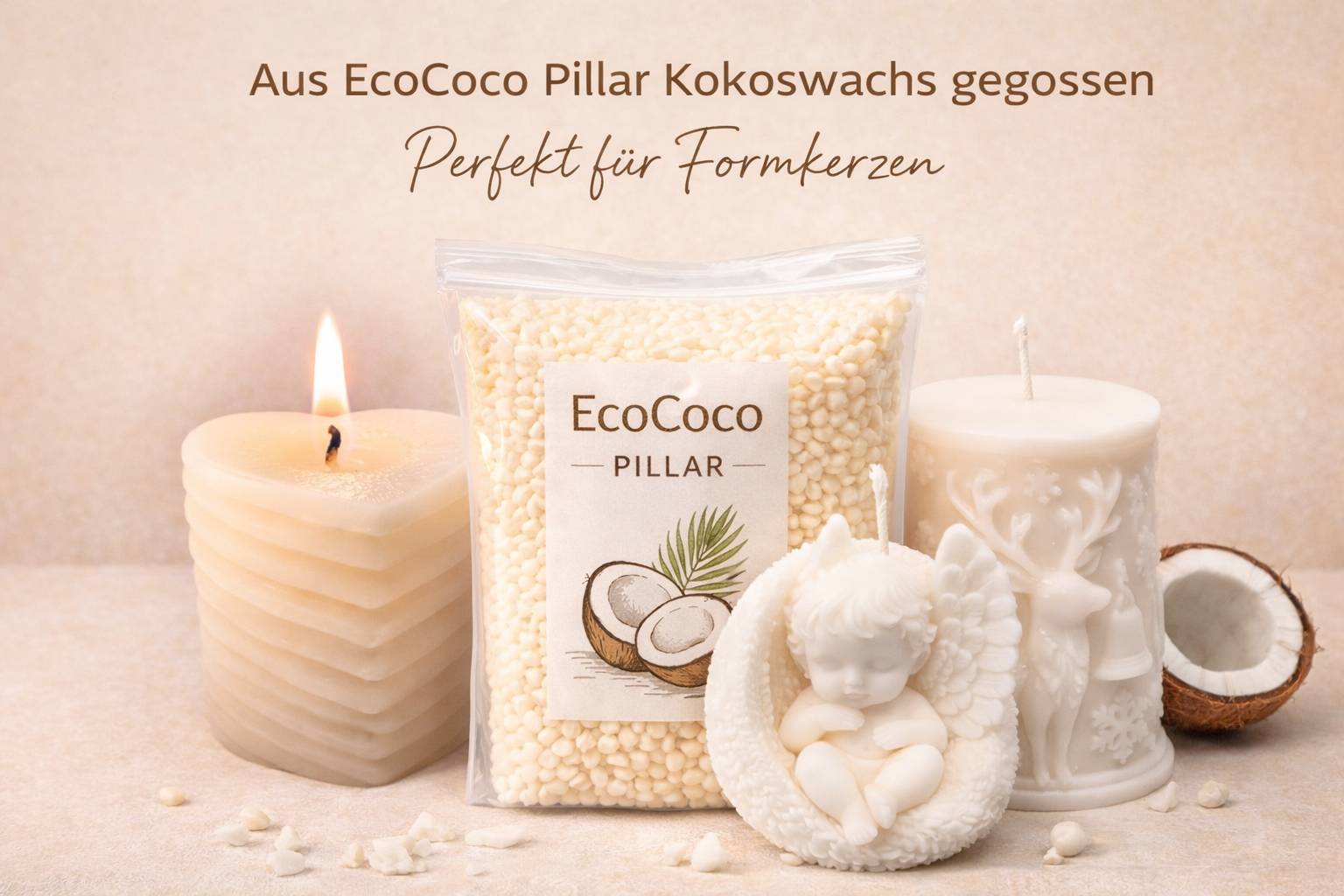 EcoCoco Pillar Kokoswachs – für Formkerzen