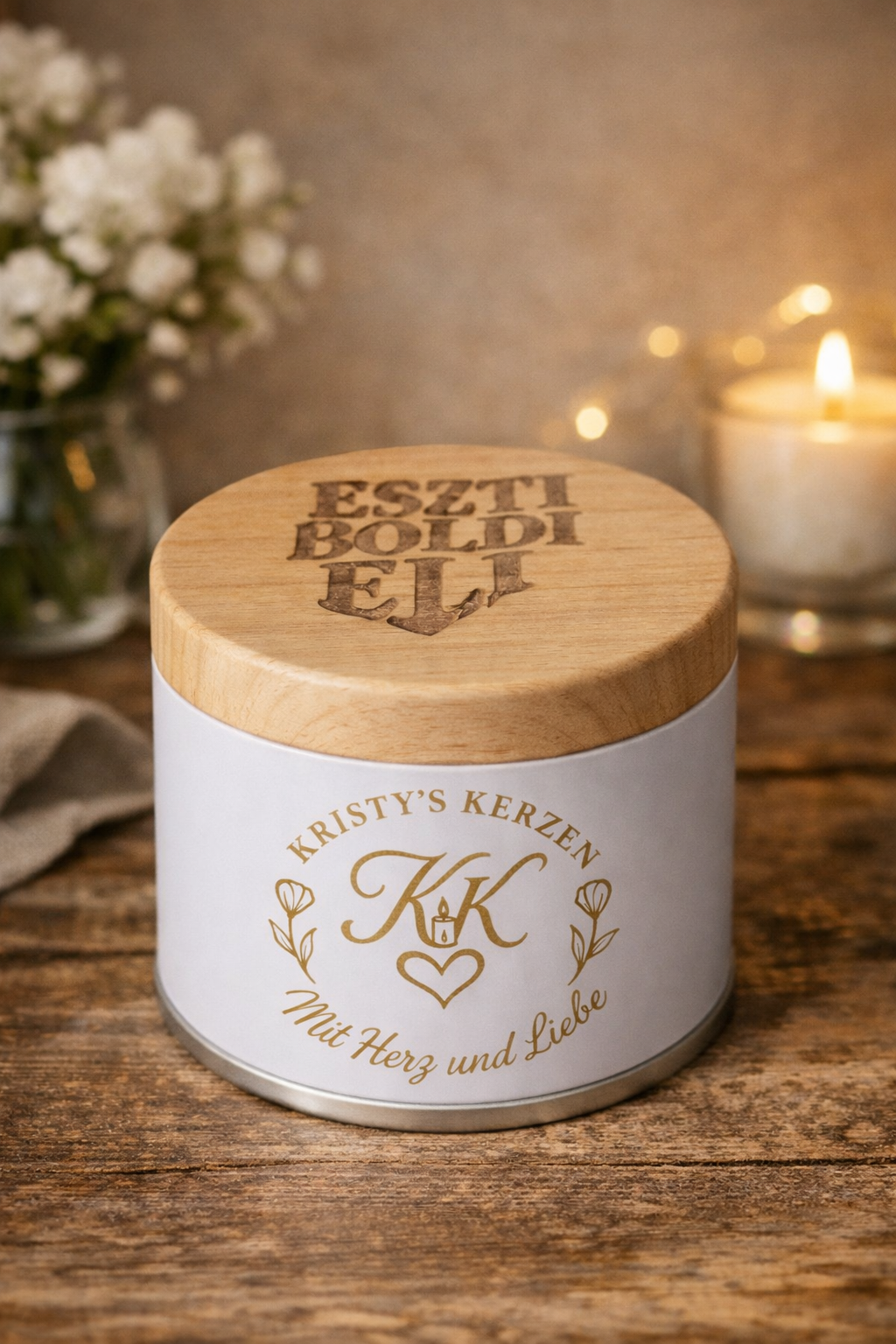 Personalisierte Geschenk-Kerze aus Sojawachs mit Gravur