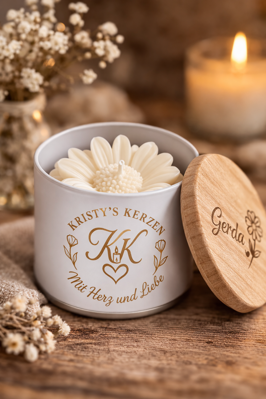 Personalisierte Geschenk-Kerze aus Sojawachs mit Gravur