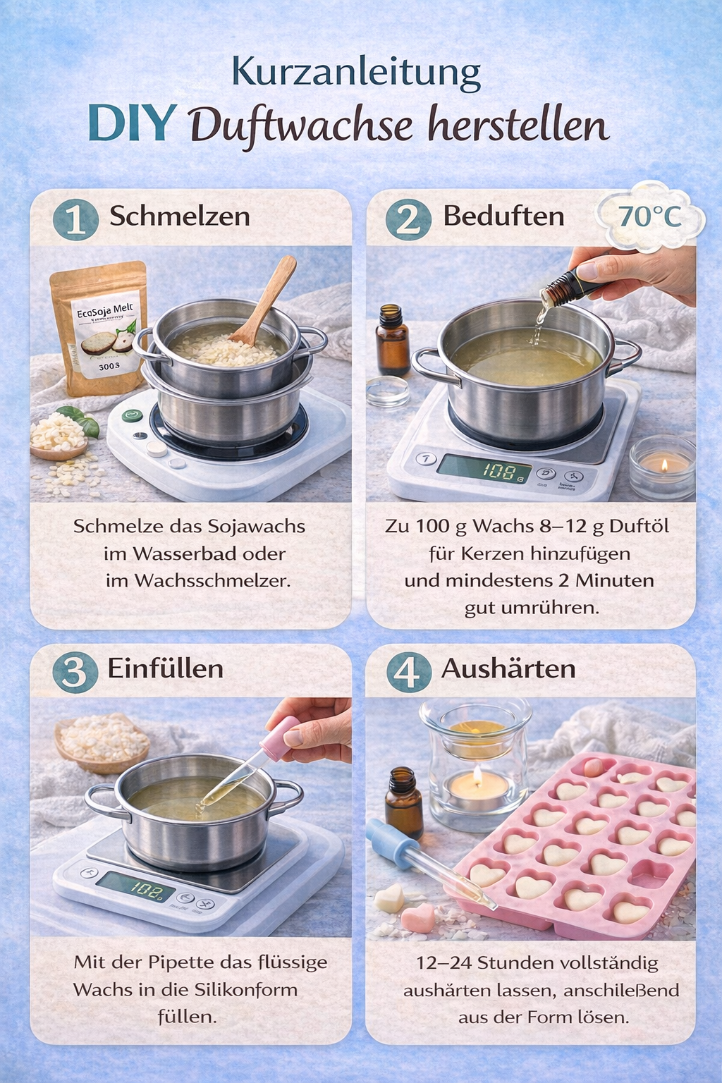 EcoSoya Melt-Sojawachs für Duftmelts ( inkl. Geschenk-Pipette)