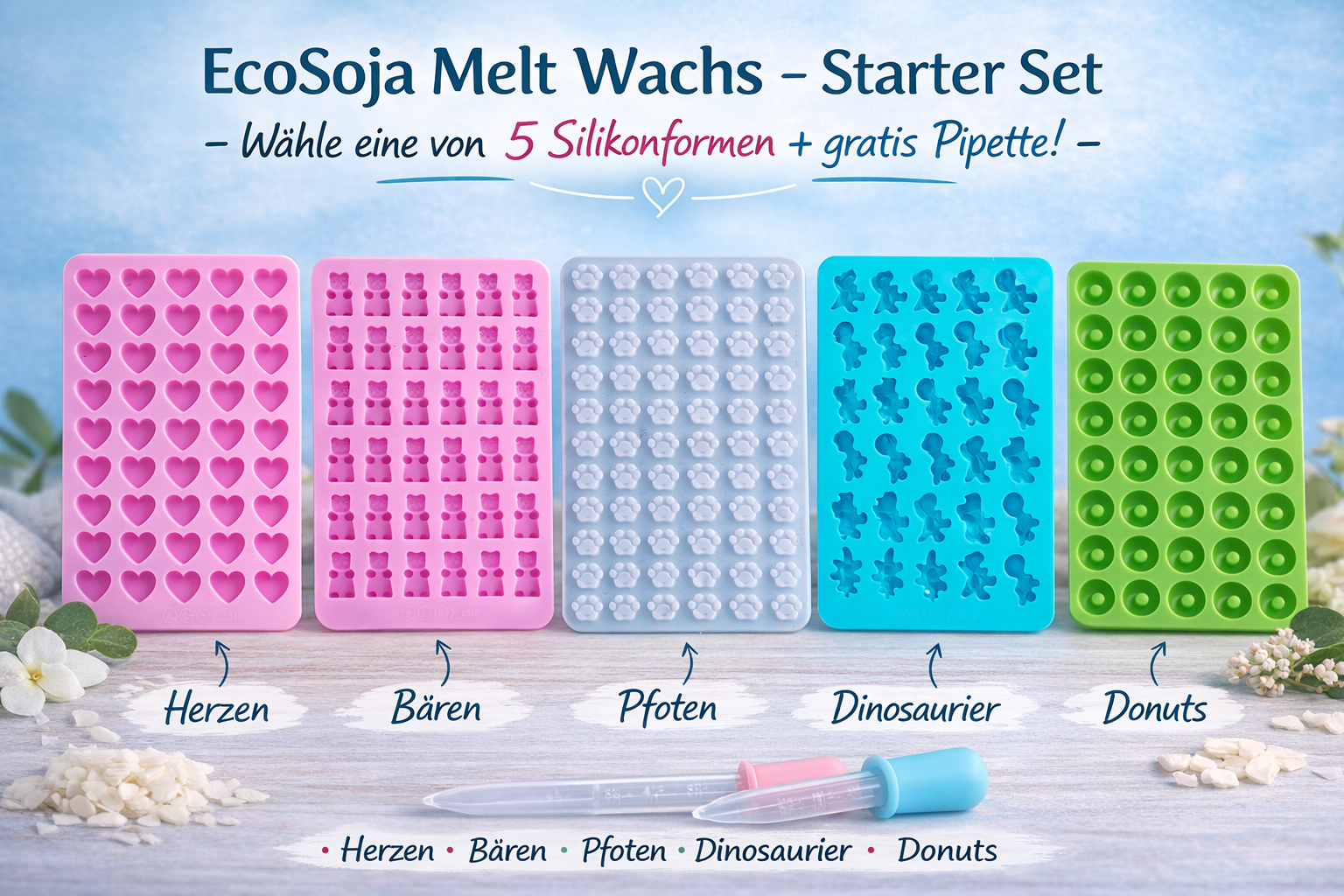 EcoSoya Melt-Sojawachs für Duftmelts ( inkl. Geschenk-Pipette)